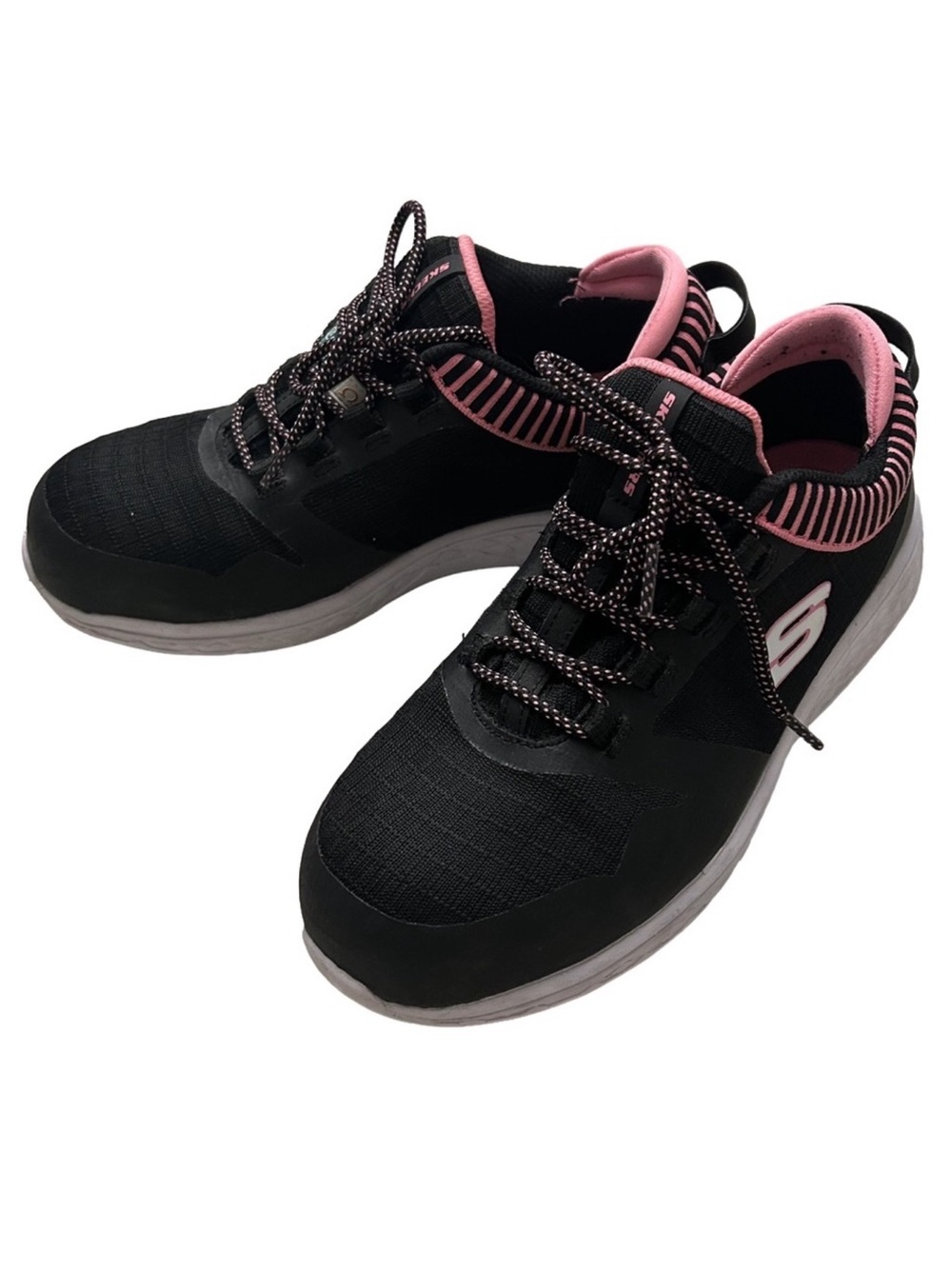Skechers Women's Black work Sneakers with Pink Trim